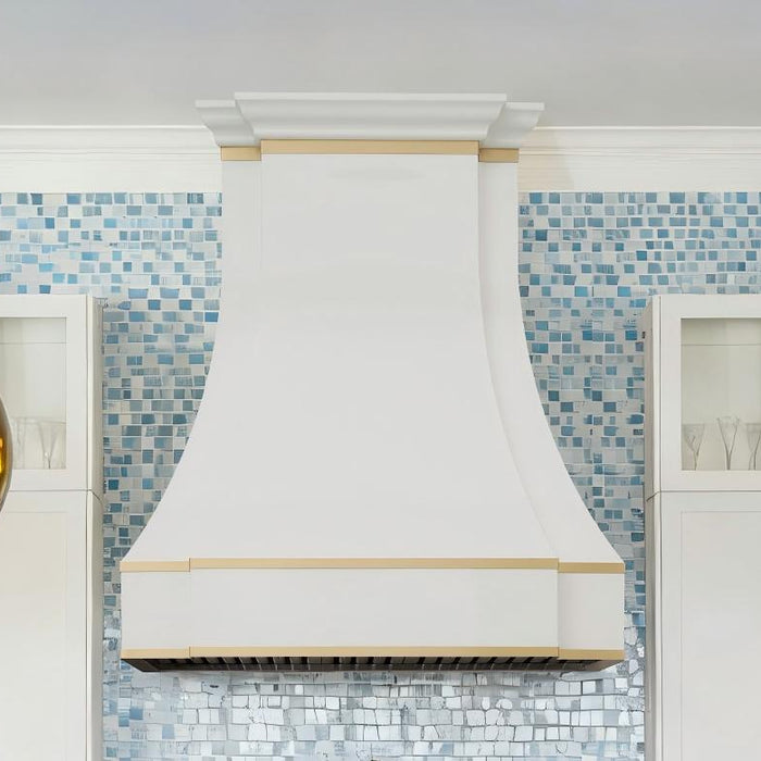 white stainless steel range hood