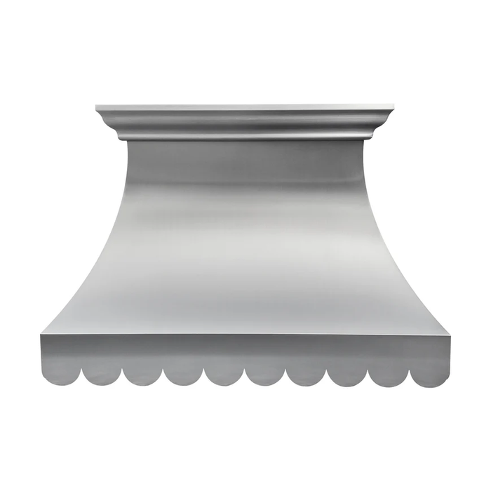 RHM Sleek Scalloped Stainless Steel Custom Kitchen Vent Hood for Kristen