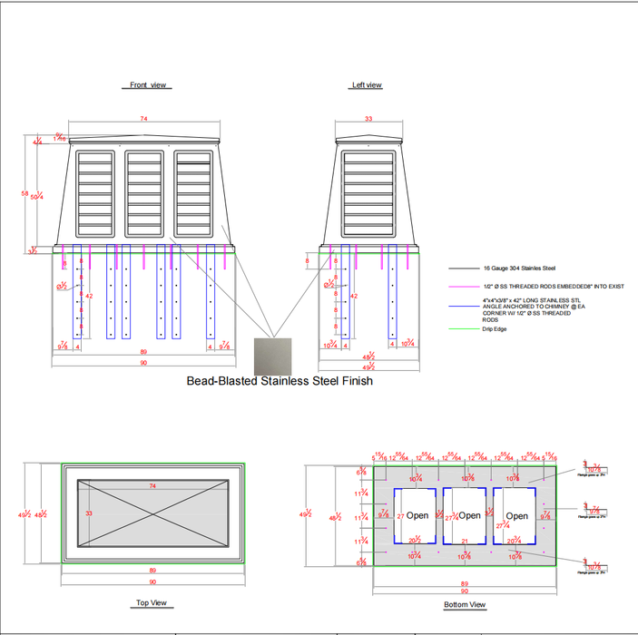 Custom Stainless Steel Chimney Cap for Nik -50% deposit