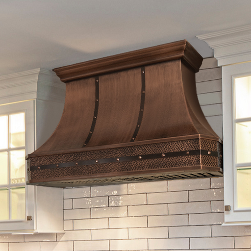 Antique Hammered Copper Custom Kitchen Hood