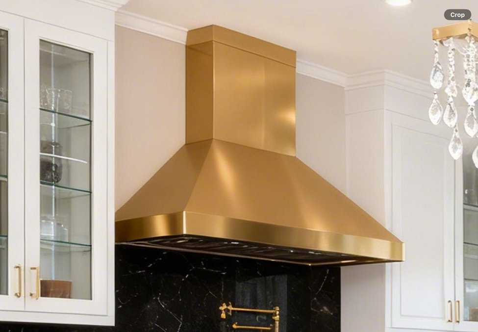 RHM Modern Brass Kitchen Range Hood Chimney Style H35 for Joe & Linda