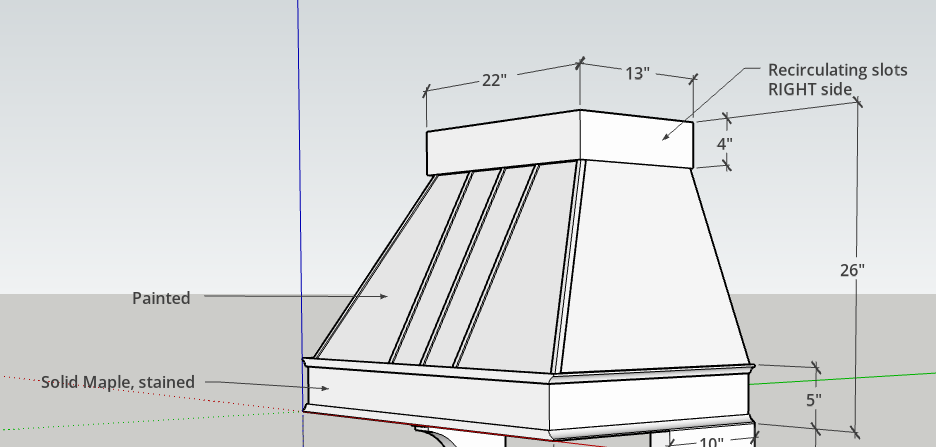 RHM Black Stainless Steel Custom Metal Vent Hoods for Brant