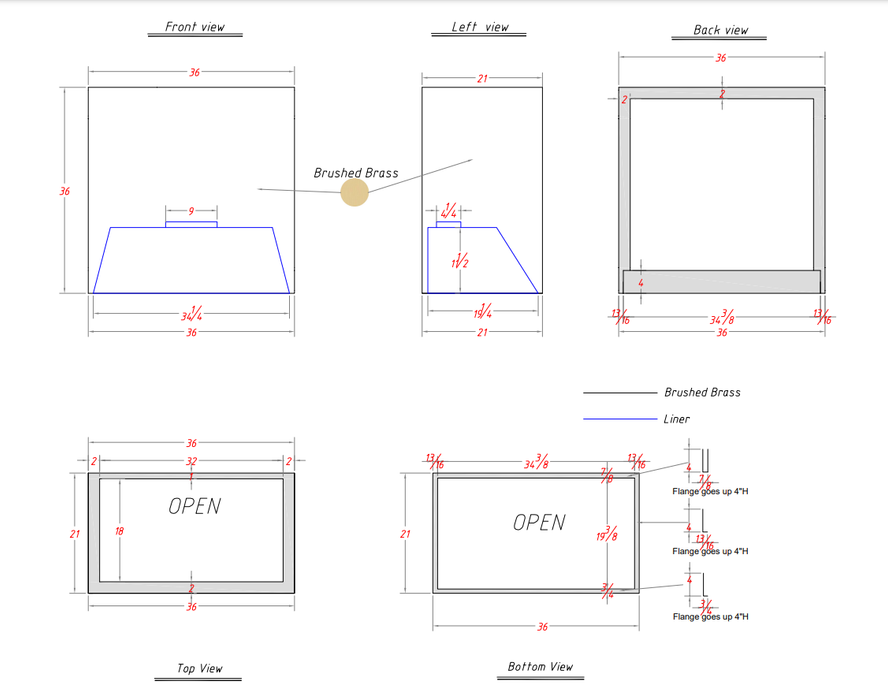 RHM Box Shape Custom Brass Kitchen Hood H5-2BS for Eric