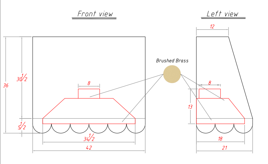 RHM custom brushed brass range hood H11 for Andrew