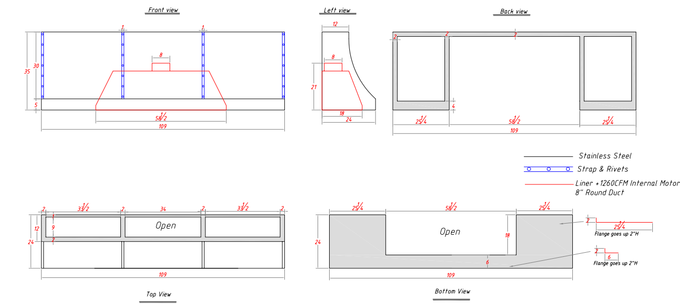 RHM Slope Stainless Steel Kitchen Hood for Allie