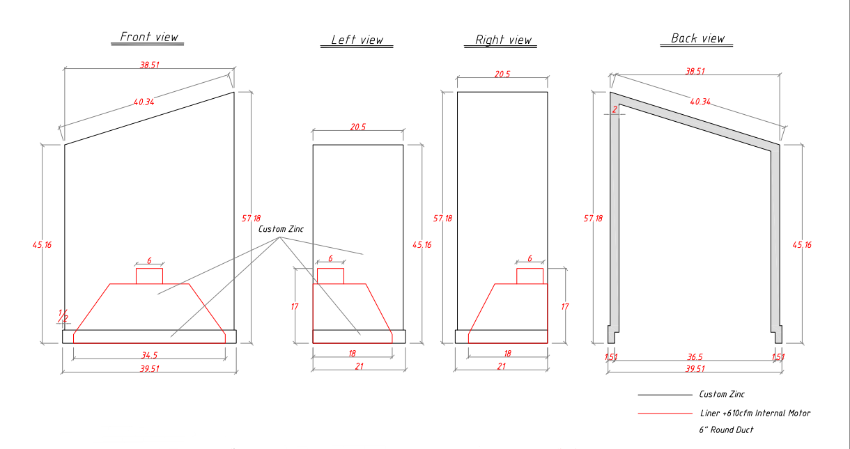 RHM Box Shaped Custom Metal Range Hood H5 for Stephanie