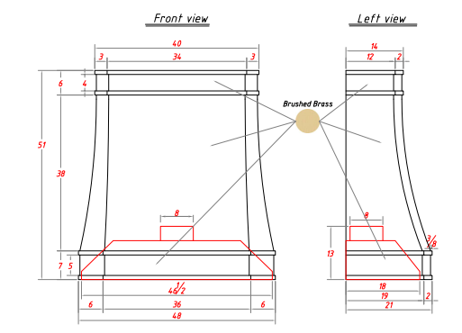 RHM Sweep Brushed Brass Custom Range Hood H33-C5BS for Robert