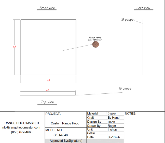 Custom Medium Hammmered Copper Sheets for YVONNE