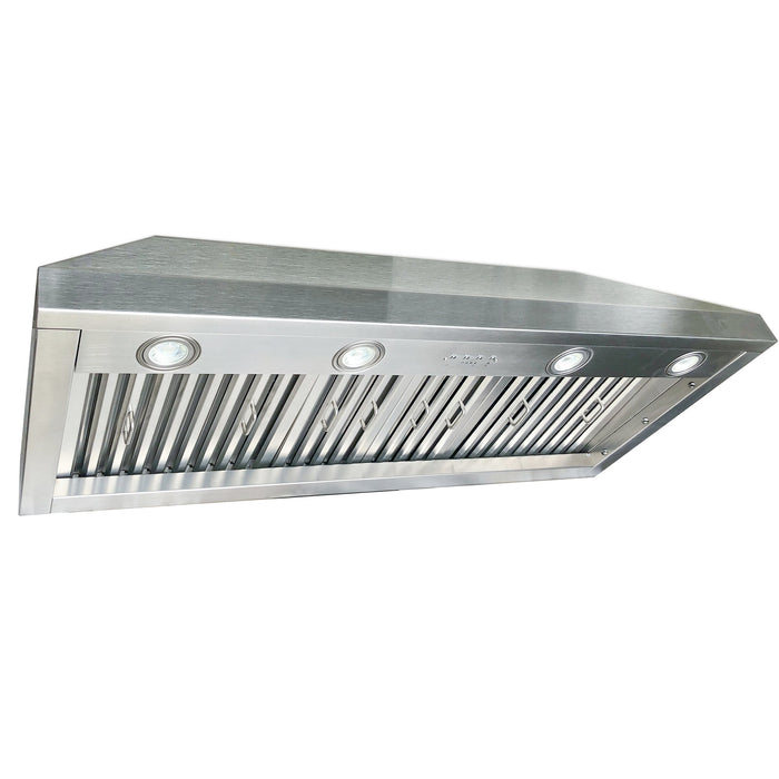 RHM Sweep Custom Color Stainless Steel Range Hood with Pot Rail for Paula