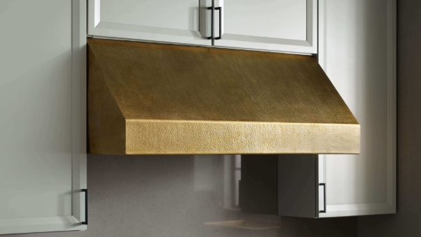 RHM Custom Hammered Brass Range Hood Angled Design H11 for Laura_50% deposit