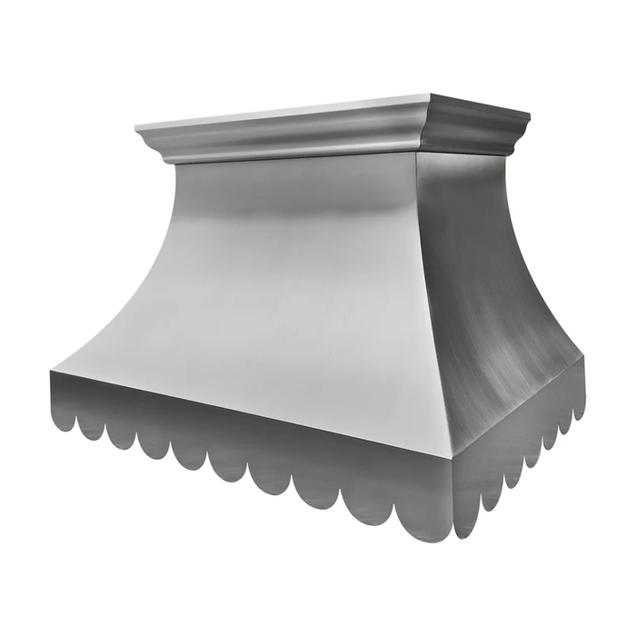 RHM Sleek Scalloped Stainless Steel Custom Kitchen Vent Hood for Kristen