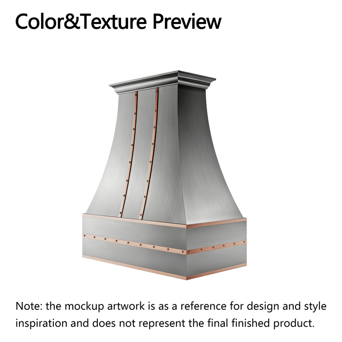 RHM Sweep Stainless and Brass Custom Range Hood H3 for Karla