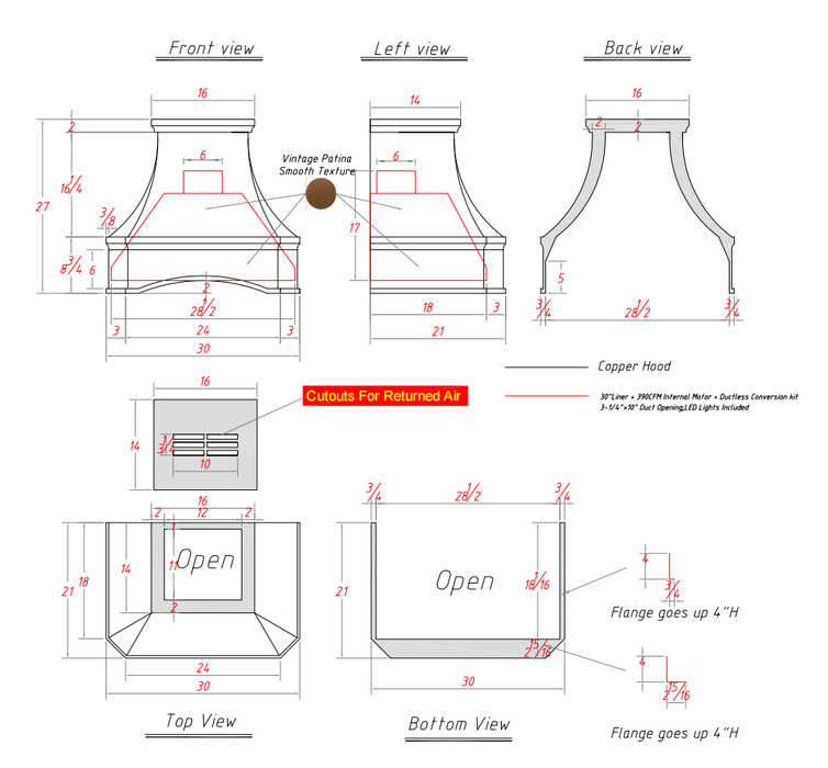 RHM Copper Custom Kitchen Hood for David - Balance