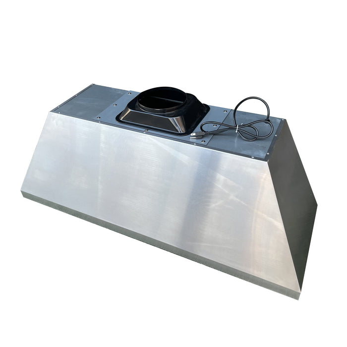 RHM Brushed Stainless Steel Kitchen Hood with Brass Bands 109"W x 30"H x 24"D With 60” Internal Motor (in-stock)