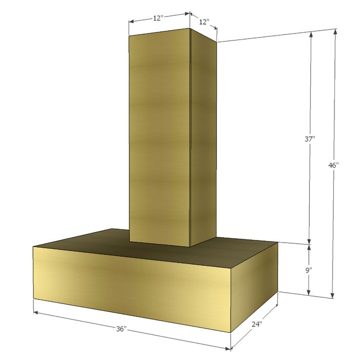 RHM Modern Brass Kitchen Range Hood Chimney Style H35 for Robert