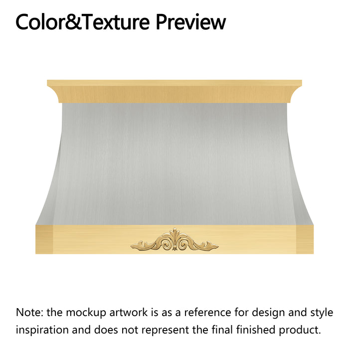 RHM Sweep Brass Brushed Custom Range Hood H3-C3BTRM for Shiva