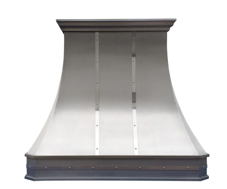 RHM Custom Stainless Steel Range Hood with Brass Trims for Tracy