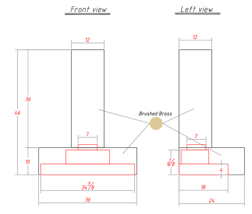 RHM Modern Brass Kitchen Range Hood Chimney Style H35 for Robert