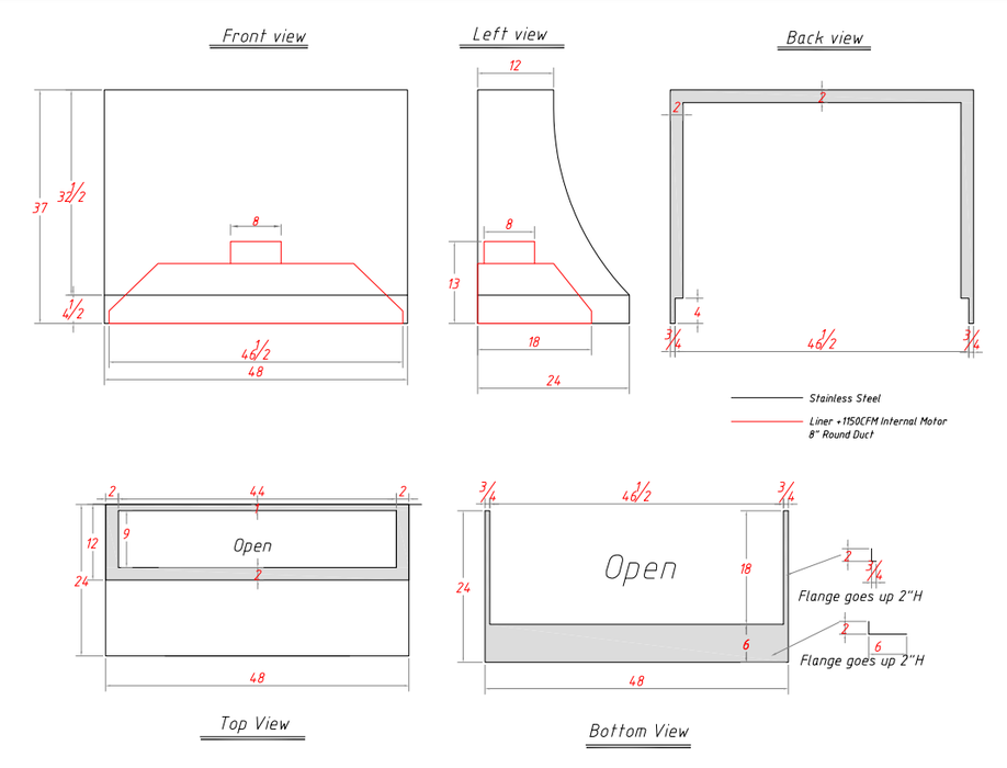 RHM Slope Custom Stainless Steel Range Hood for Eric
