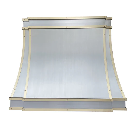 RHM Sweep Stainless Steel Custom Range Hood with Brass Trims H33-C4BS for Sabrina