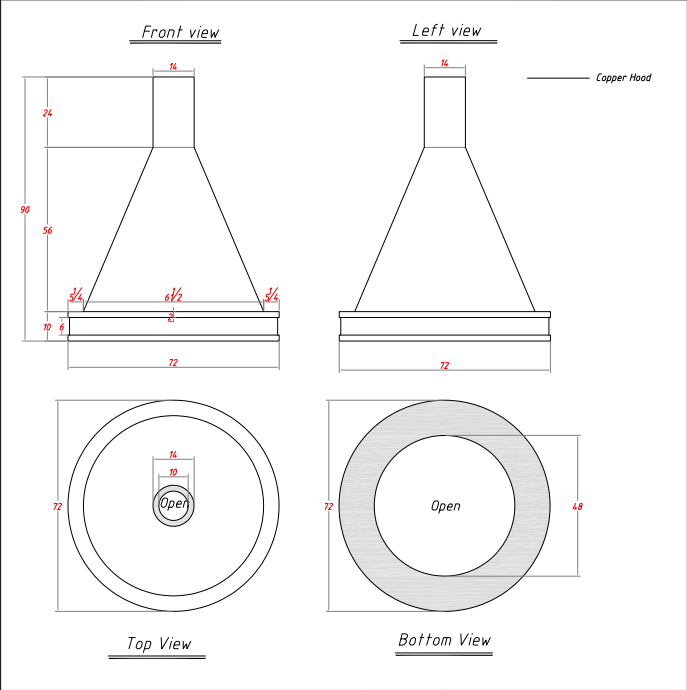 RHM Custom Fireplace Hood for Milan