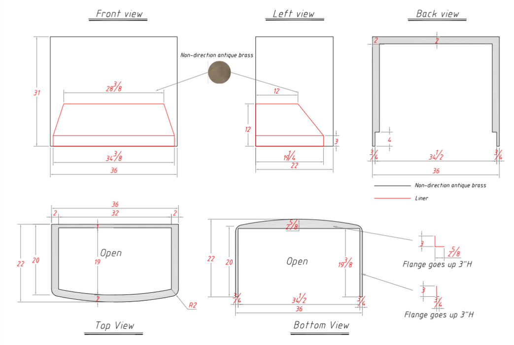 RHM Custom Brass Range Hood H5 for Rebecca