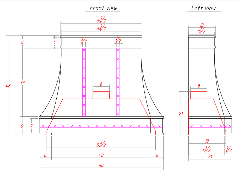 RHM Custom Copper Range Hood for Kitchen for Kim's Project-50% deposit