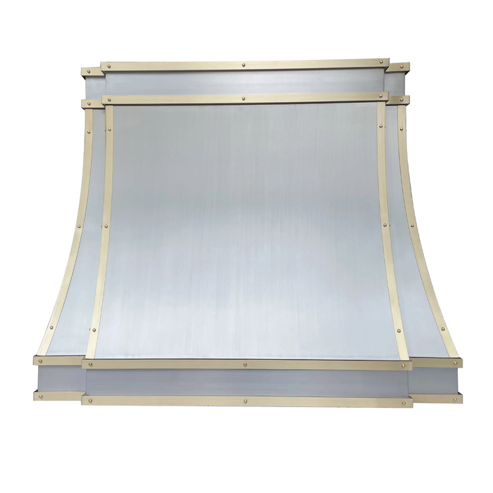 RHM Sweep Stainless and Brass Custom Range Hood H3-C2BTRM for Kellyn