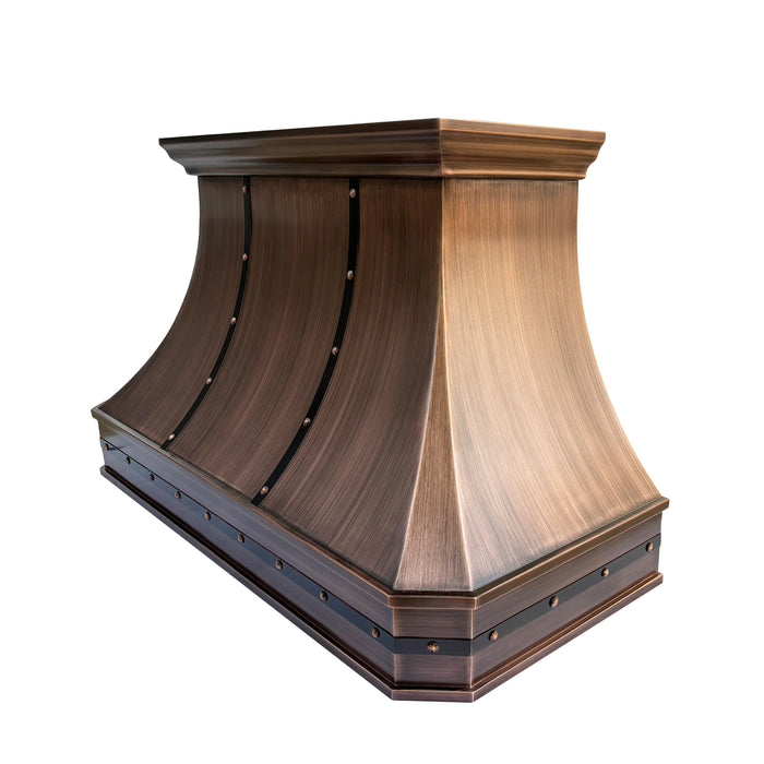 RHM Antique Copper Wall Mount Kitchen Hood 48"W x 30"H x 21" D VH03TR (in-stock)