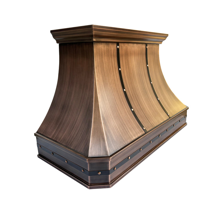 RHM Antique Copper Wall Mount Kitchen Hood 48"W x 30"H x 21" D VH03TR (in-stock)