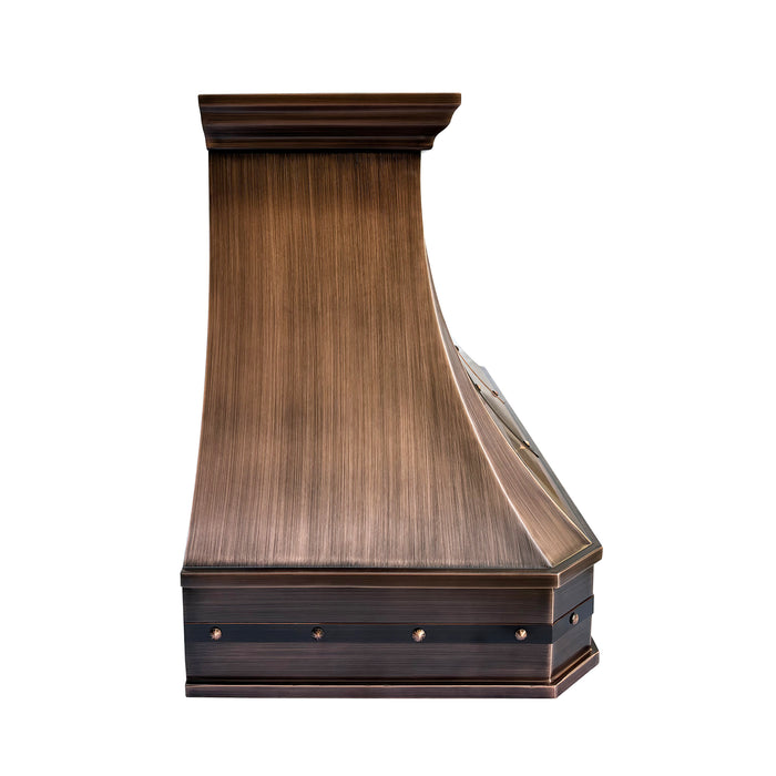 RHM Antique Copper Wall Mount Kitchen Hood 48"W x 30"H x 21" D VH03TR (in-stock)