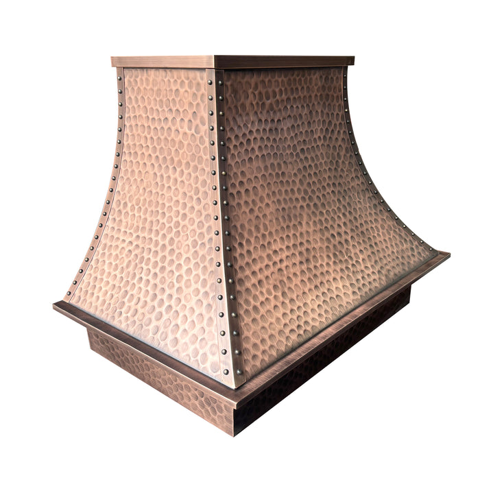 Antique Hammered Texture Custom Copper Hood 36''W x 27''H x 22'' D (in-stock)