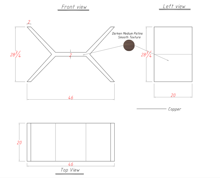RHM Custom Copper Taple Legs for Natalie