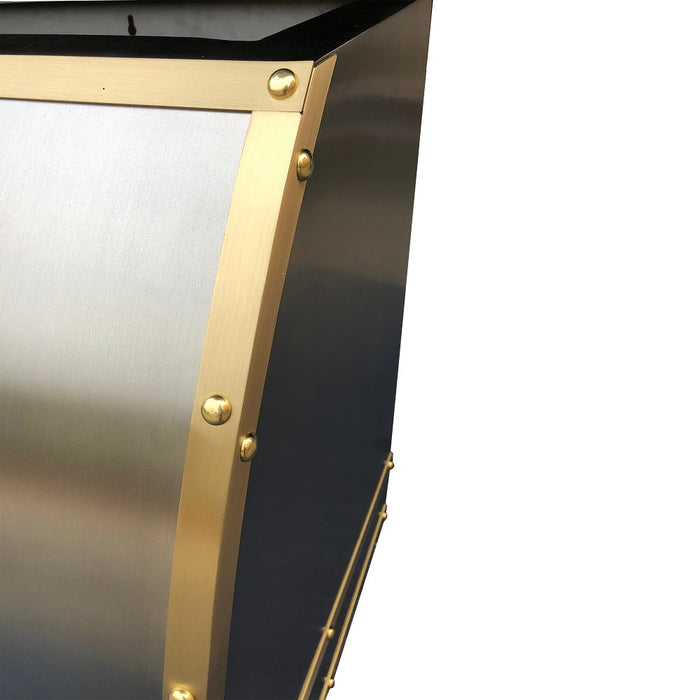 Barrel Shaped Stainless Steel Custom Kitchen Hoods with Brass Strap H9 for Joel