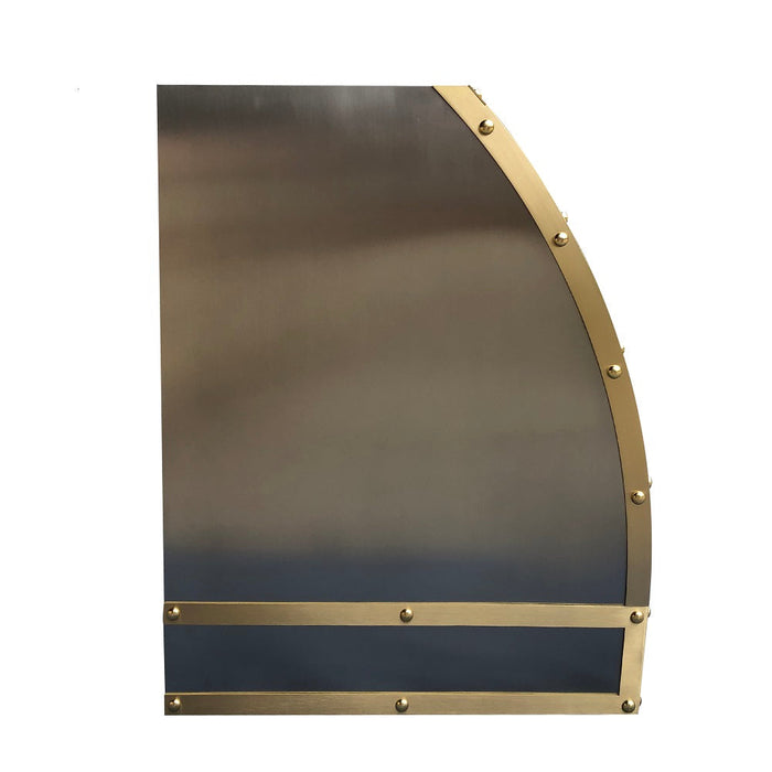 Barrel Shaped Stainless Steel Custom Kitchen Hoods with Brass Strap H9 for Chris