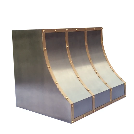 Custom Stainless Steel Slope Vent Hoods with Brass Straps H8-4TR-B for Lydia