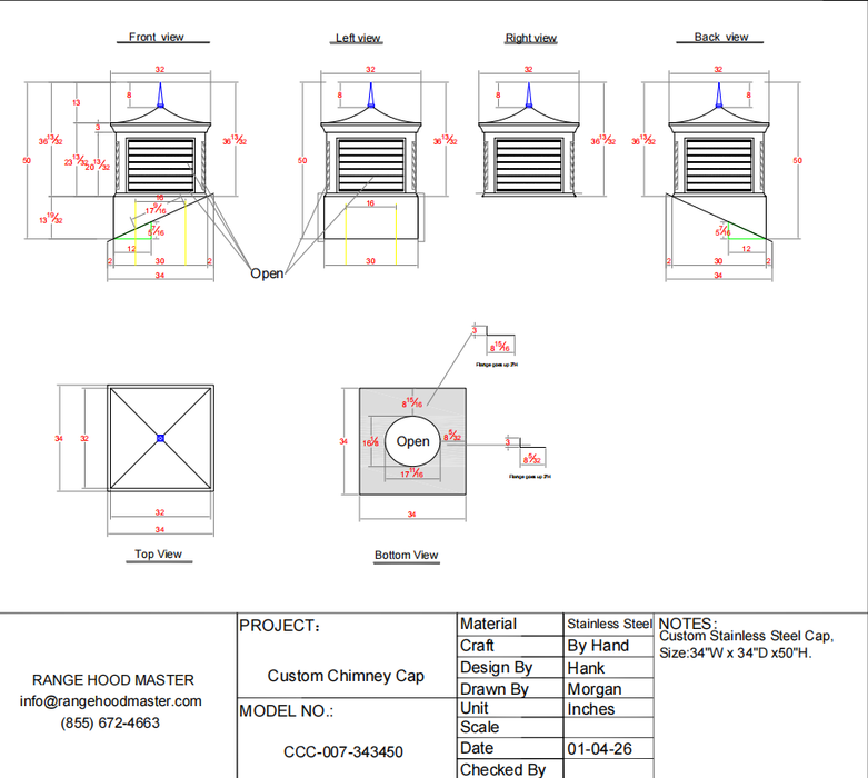 Custom Copper Chimney Cap CCC-007 for Viktoras