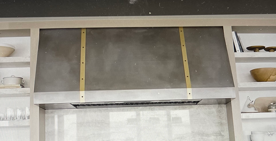 RHM Aged Custom Antique Zinc Range Hood for Patrici