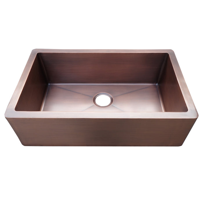 Single Bowl Copper Apron-Front Kitchen Sink Copper Tailor