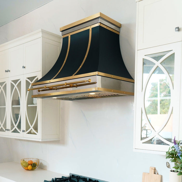 [CUSTOM] RHM Sweep Custom Stainless Steel Kitchen Hoods with Mirrored Accents SH7-STR