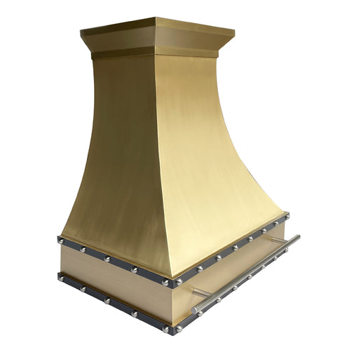 custom copper range hood with pot rail