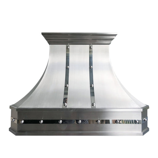 Custom Stainless Steel Range Hood with Mirror Bands