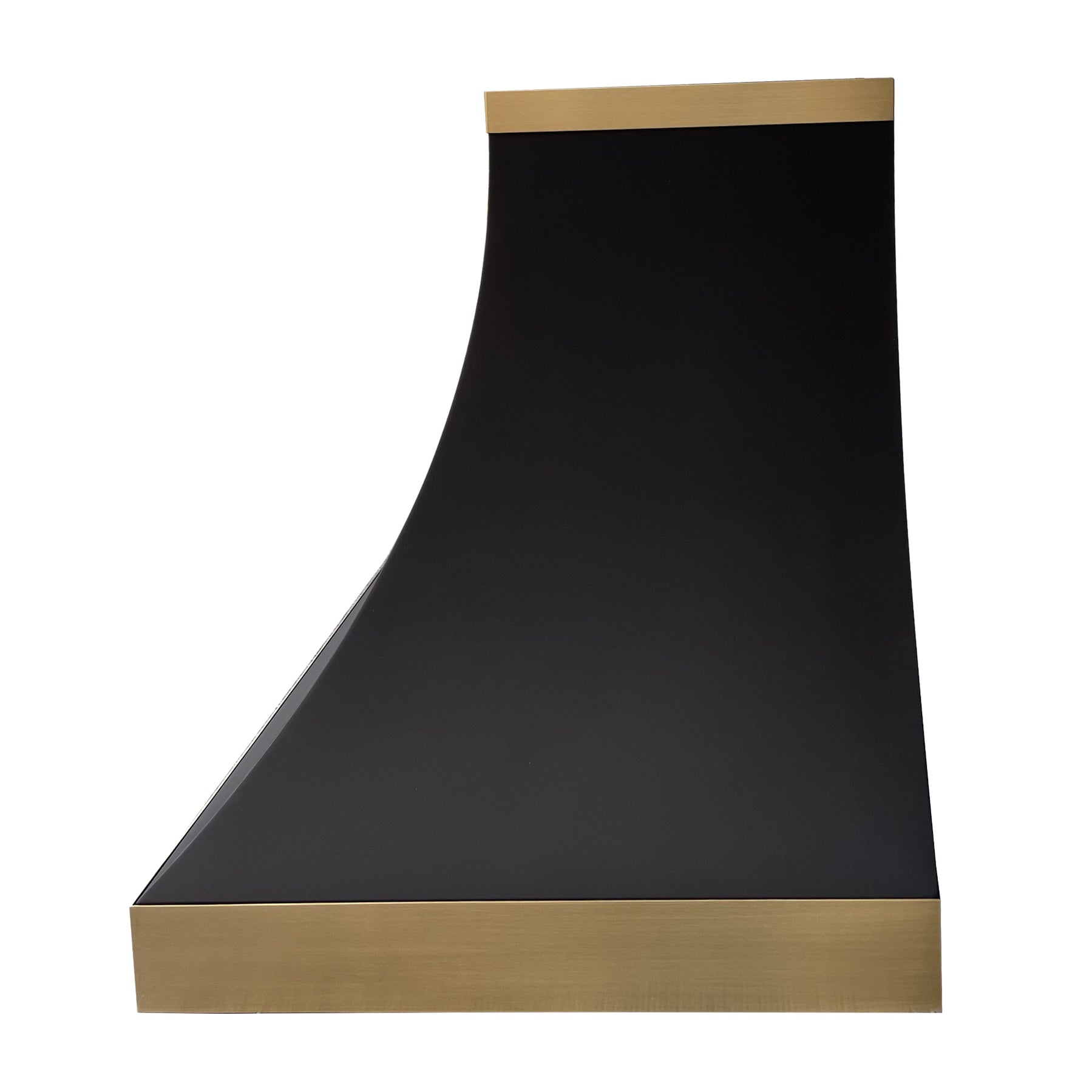 RHM Curved Stainless Steel Custom Range Hood with Brass Accents SH351