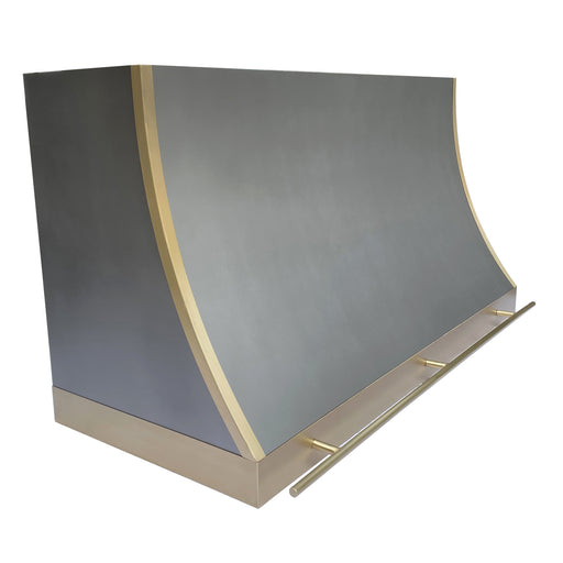 custom stainless steel range hood with pot rail