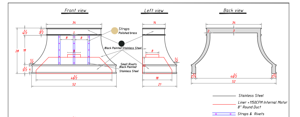 Black Stainless Steel Custom Kitchen Hood for Jeff