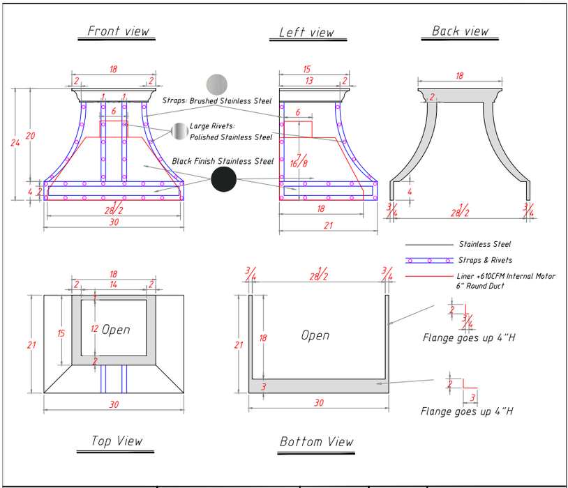 Oven Hoods Dimensions & Drawings
