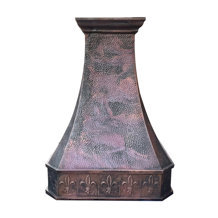 Fired Antique Copper Range Hoods Island Mount Vent Hoods 36"W x 37"H x 27"D  (in-stock)