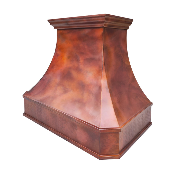 Fired Antique Copper Range Hood 36"W x 30"H x 21"D (in-stock)