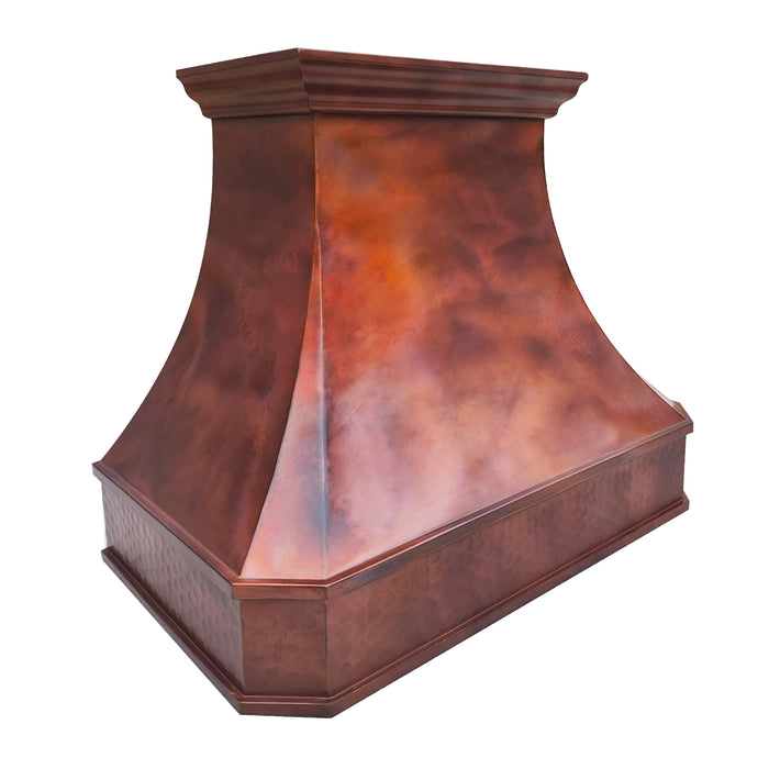 Fired Antique Copper Range Hood 36"W x 30"H x 21"D (in-stock)