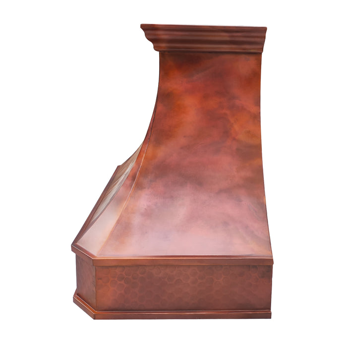 Fired Antique Copper Range Hood 36"W x 30"H x 21"D (in-stock)